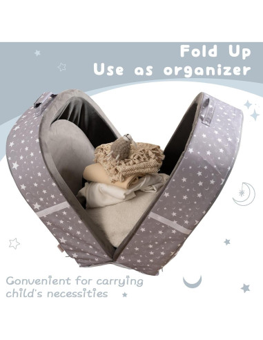 Cama de viaje portátil BYBYME - Cuna plegable impermeable 134.6x63.5 cm