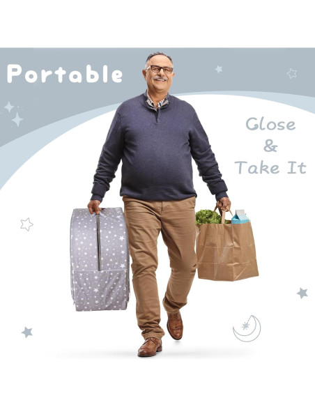 Cama de viaje portátil BYBYME - Cuna plegable impermeable 134.6x63.5 cm