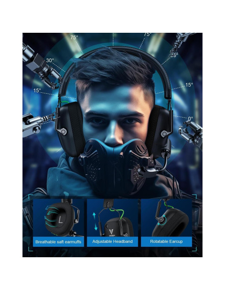 Auriculares Gaming Inalámbricos HW20 - 50mm, Bluetooth 5.4, 50H