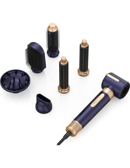 Cepillo Secador de Cabello UKLISS 7 en 1 110000 RPM Azul Dorado