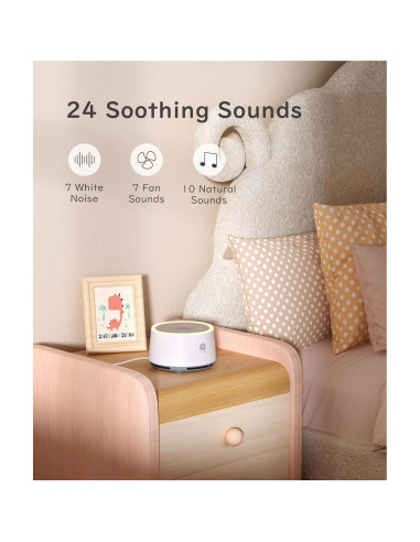 Máquina de Sonido Dreamegg D1 para Bebés y Adultos - 24 Sonidos, Luz Nocturna, Temporizador