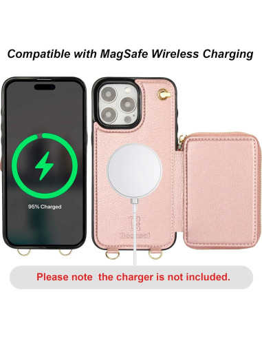 Funda Cartera Bocasal para iPhone 16 Pro Max Oro Rosa