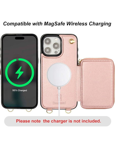 Funda Cartera Bocasal para iPhone 16 Pro Max Oro Rosa