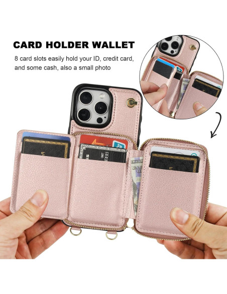 Funda Cartera Bocasal para iPhone 16 Pro Max Oro Rosa