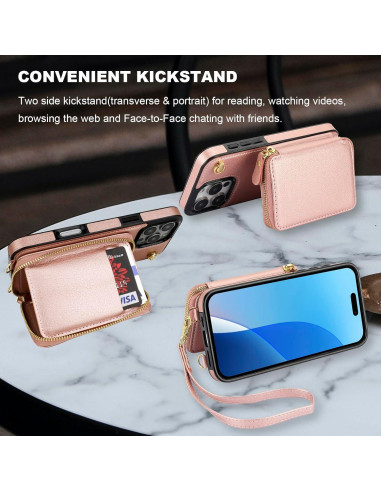 Funda Cartera Bocasal para iPhone 16 Pro Max Oro Rosa