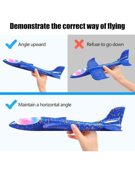 Paquete de 2 Aviones de Luz LED CUKU 44.5 cm Juguete Volador Paquete de 2 Aviones de Luz LED CUKU 44.5 cm Juguete Volador