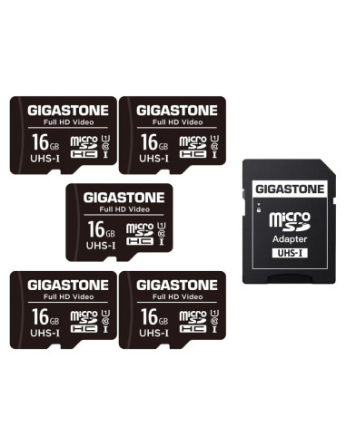 GIGASTONE 16GB Tarjeta Micro SDHC UHS-I Clase 10 Paquete de 5