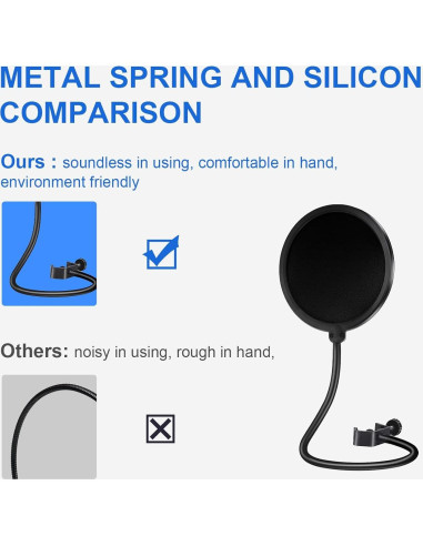 Filtro Pop Doble Capa para Micrófono Blue Yeti - Soporte Ajustable