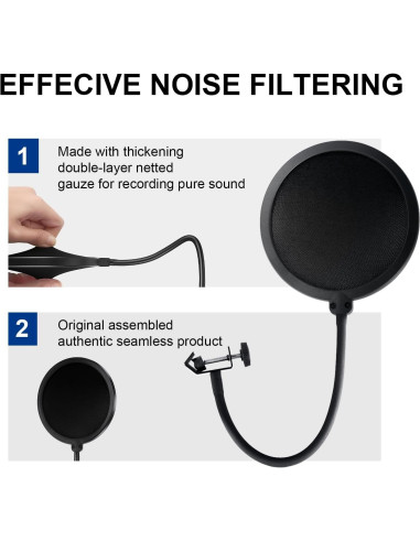 Filtro Pop Doble Capa para Micrófono Blue Yeti - Soporte Ajustable