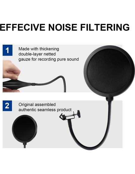 Filtro Pop Doble Capa para Micrófono Blue Yeti - Soporte Ajustable