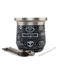 Taza de Yerba Mate MADFLOW Acero Inoxidable 226ml con 2 Bombillas