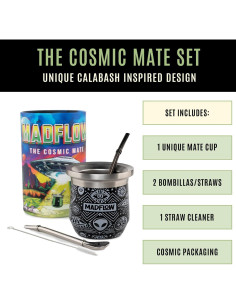Taza de Yerba Mate MADFLOW Acero Inoxidable 226ml con 2 Bombillas 2
