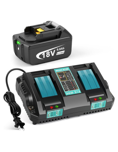 Batería de Litio 18V 6.0Ah y Cargador Doble Puerto Makita