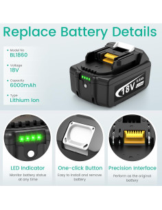 Batería de Litio 18V 6.0Ah y Cargador Doble Puerto Makita 2