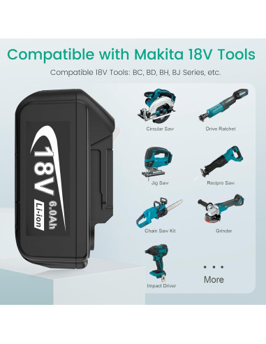Batería de Litio 18V 6.0Ah y Cargador Doble Puerto Makita