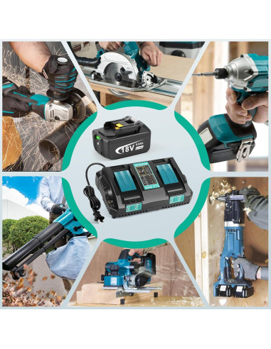 Batería de Litio 18V 6.0Ah y Cargador Doble Puerto Makita