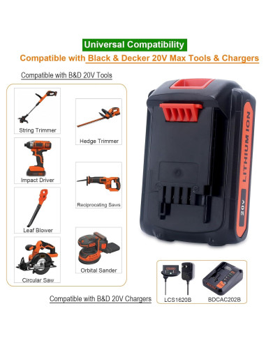 Baterías de Litio 20V Black & Decker LBXR20 - Paquete de 2