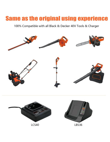 Batería de Reemplazo 3.0Ah TenHutt para Black&Decker 40V