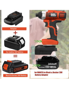 Adaptador de Batería UNIKI 18V Makita a 20V Black+Decker 2