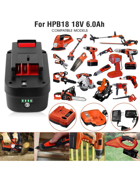 Batería de iones de litio 6.0Ah TenHutt para Black & Decker 18V