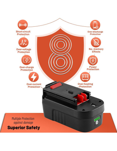 Batería de iones de litio 6.0Ah TenHutt para Black & Decker 18V