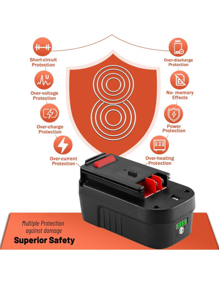 Batería de iones de litio 6.0Ah TenHutt para Black & Decker 18V