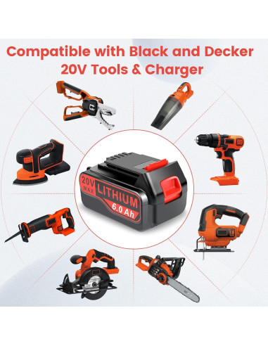 Batería de Reemplazo 6000mAh 20V Max Djsanu para Black y Decker