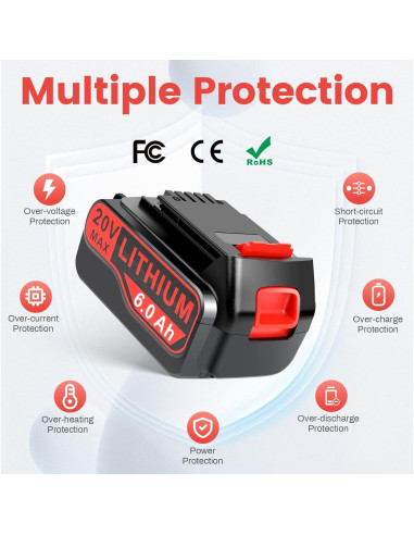 Batería de Reemplazo 6000mAh 20V Max Djsanu para Black y Decker