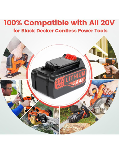 Batería de Reemplazo 6000mAh 20V Max Djsanu para Black y Decker