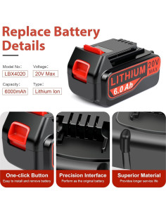 Combo Batería 20V 6.0Ah y Cargador Black y Decker LBX4020 2