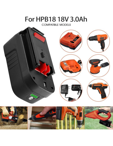 Batería de Litio TenHutt 18V 3.0Ah 2Pack para Black & Decker