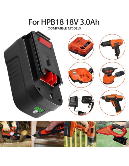 Batería de Litio TenHutt 18V 3.0Ah 2Pack para Black & Decker