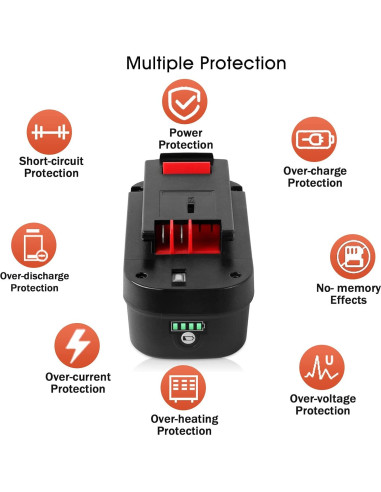 Batería de Litio TenHutt 18V 3.0Ah 2Pack para Black & Decker