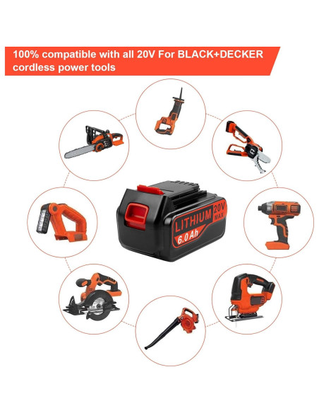 Futurebatt Baterías 20V 6.0Ah para Black+Decker - Paquete 2