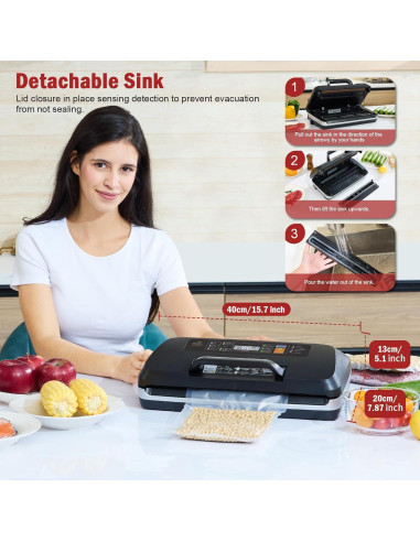 Sellador al vacío automático LKKNC SV636 130W 95kPa negro