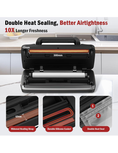 Sellador al vacío automático LKKNC SV636 130W 95kPa negro