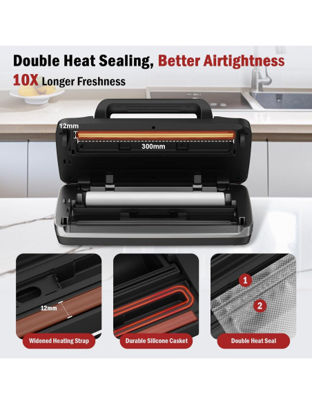 Sellador al vacío automático LKKNC SV636 130W 95kPa negro