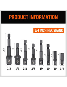 Juego de Adaptadores de Enchufe de Impacto HORUSDY 8 Piezas 2