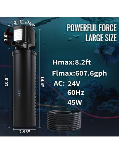 Filtro de Acuario Grande Coospider P10F-24V 2500 L/h UV