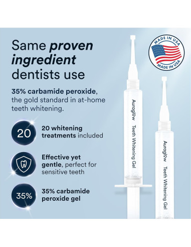 Kit de Blanqueamiento Dental Auraglow LED 35% Carbamida 20 Tratamientos