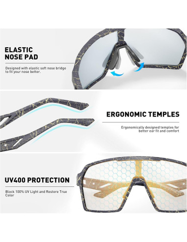 Gafas de Ciclismo Fotoquímicas SCVCN UV400 Unisex Azul