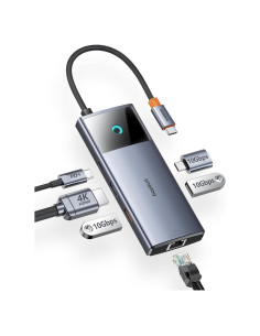 Baseus Hub USB C 6 en 1, 10Gbps, HDMI 4K, Ethernet Gigabit