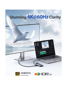 Baseus Hub USB C 6 en 1, 10Gbps, HDMI 4K, Ethernet Gigabit 2