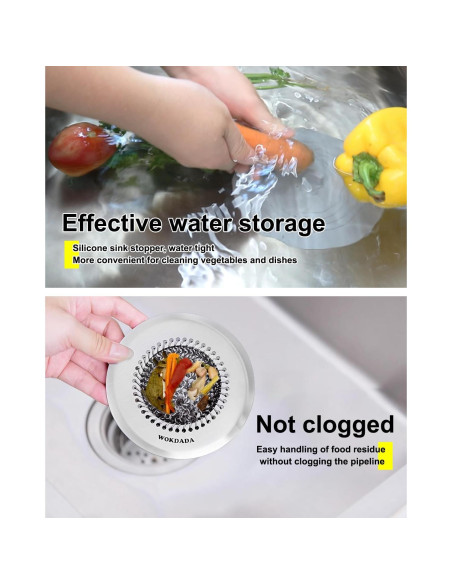 Colador de Fregadero Wokdada de Acero Inoxidable 304 con Tapón