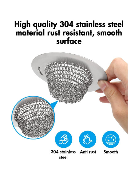 Colador de Fregadero Wokdada de Acero Inoxidable 304 con Tapón