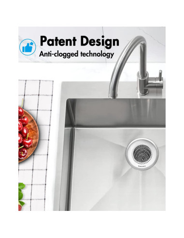 Colador de Fregadero Wokdada de Acero Inoxidable 304 con Tapón