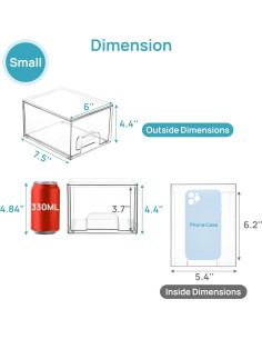 Cajones de Almacenamiento Apilables Vtopmart 6 Piezas 11.2 cm 2