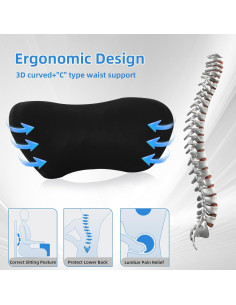 Almohada Lumbar Ergonómica Lekewn - Soporte Espalda 44.7x21.8cm 2