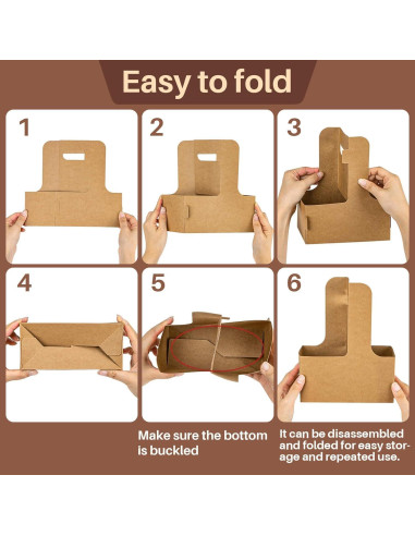 Portavasos de Cartón Kraft MAQIHAN para 2 Tazas con Asa - 20 Piezas