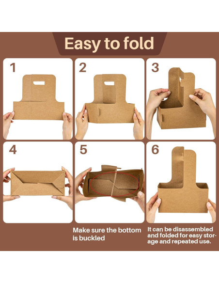 Portavasos de Cartón Kraft MAQIHAN para 2 Tazas con Asa - 20 Piezas